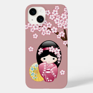 Coque Pour iPhone 14 Poupée Kokeshi Printemps - Cute Geisha Japonais en