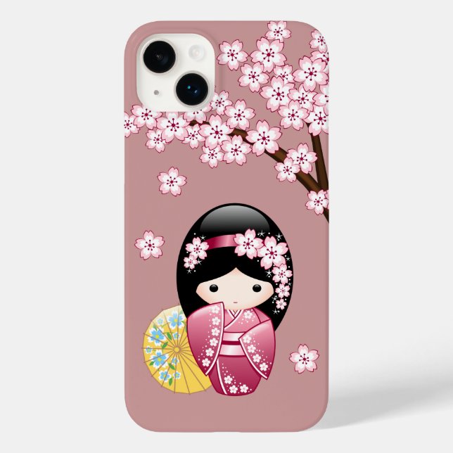 Coques Case-Mate iPhone Poupée Kokeshi Printemps - Cute Geisha Japonais en (Verso)