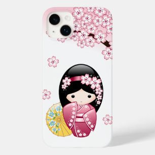 Coque Pour iPhone 14 Plus Poupée Kokeshi Printemps - Cute Japonaise Geisha 