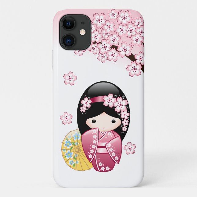 Coques Case-Mate iPhone Poupée Kokeshi Printemps - Cute Japonaise Geisha G (Dos)