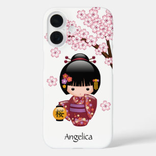 Coque Pour iPhone 16 Poupée Kokeshi Sakura - Jolie Fille Geisha Japonai
