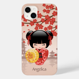 Coque Pour iPhone 14 Plus Poupée rouge Sakura Kokeshi - Geisha japonais