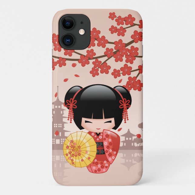 Coques Case-Mate iPhone Poupée rouge Sakura Kokeshi - Geisha japonais (Dos)