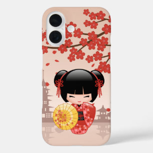 Coque Pour iPhone 16 Poupée rouge Sakura Kokeshi - Geisha japonais