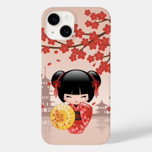 Coque Pour iPhone 14 Poupée rouge Sakura Kokeshi - Geisha japonais
