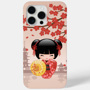 Coque iPhone 15 Pro Max Poupée rouge Sakura Kokeshi - Geisha japonais