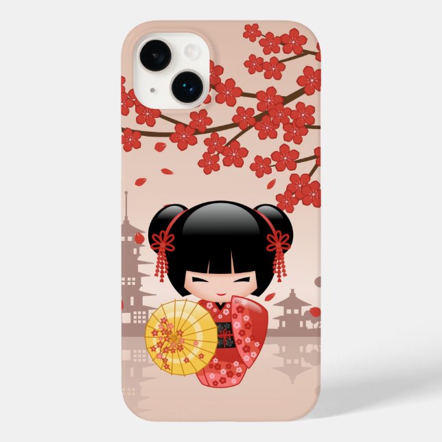 Coques Case-Mate iPhone Poupée rouge Sakura Kokeshi - Geisha japonais (Verso)