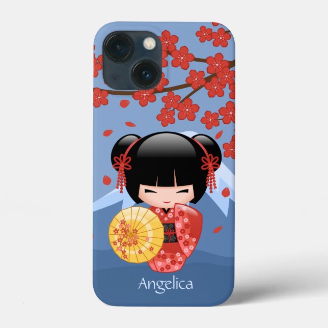 Coques Case-Mate iPhone Poupée rouge Sakura Kokeshi - mignonne Geisha Girl (Verso)