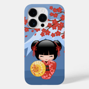 Coque Pour iPhone 14 Pro Poupée rouge Sakura Kokeshi - mignonne Geisha Girl