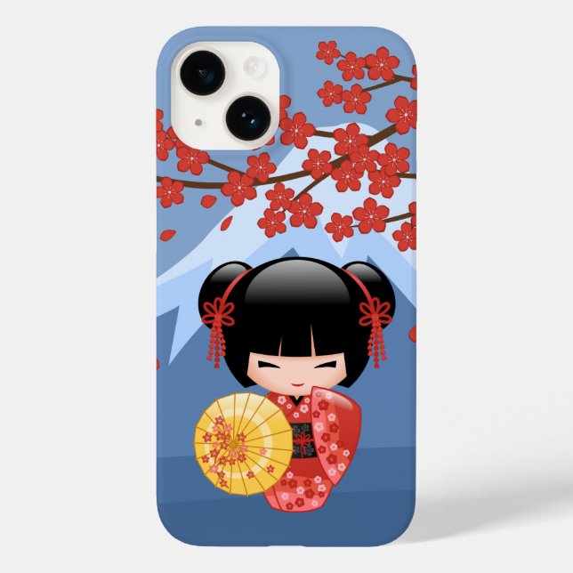 Coques Case-Mate iPhone Poupée rouge Sakura Kokeshi - mignonne Geisha Girl (Verso)