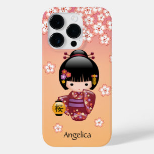 Coques Pour iPhone Poupée Sakura Kokeshi - Geisha Girl on Peach