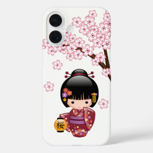 Coque Pour iPhone 16 Poupée Sakura Kokeshi - jolie fille japonaise Geis
