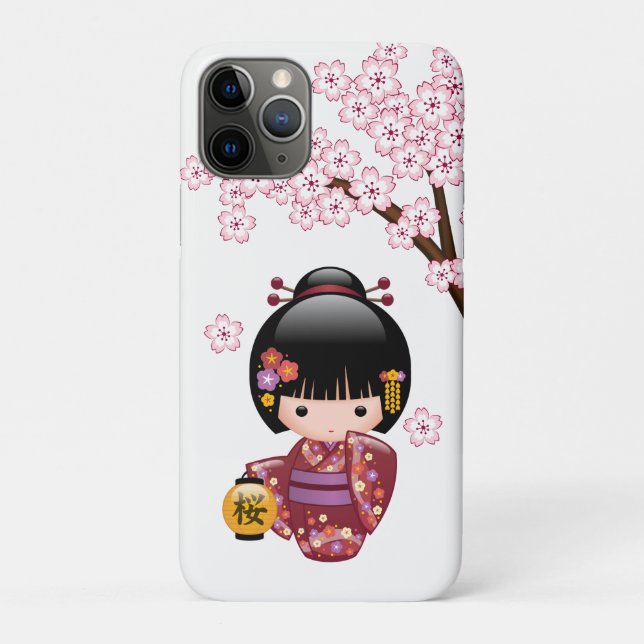 Coques Case-Mate iPhone Poupée Sakura Kokeshi - jolie fille japonaise Geis (Dos)