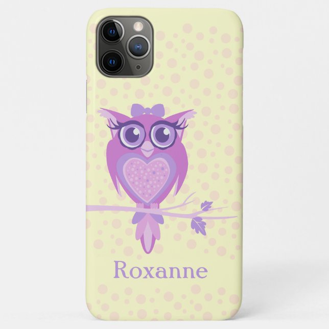 Coques Case-Mate iPhone Pourpre de hibou de filles et cas mignons de (Dos)