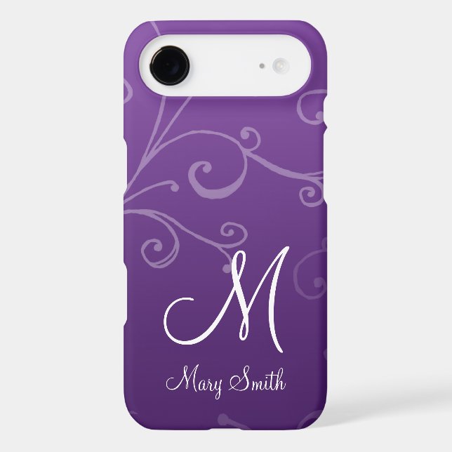 Coques Case-Mate iPhone Pourpre fait sur commande de monogramme de remous (Verso)
