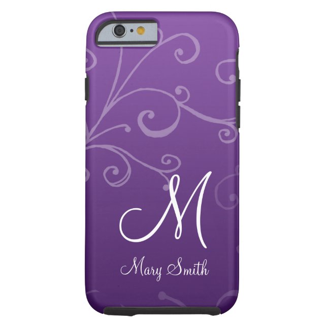 Coques Case-Mate iPhone Pourpre fait sur commande de monogramme de remous (Dos)