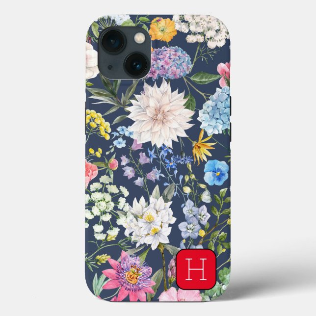 Coques Case-Mate iPhone Premier look féminin bleu marine Motif floral (Verso)
