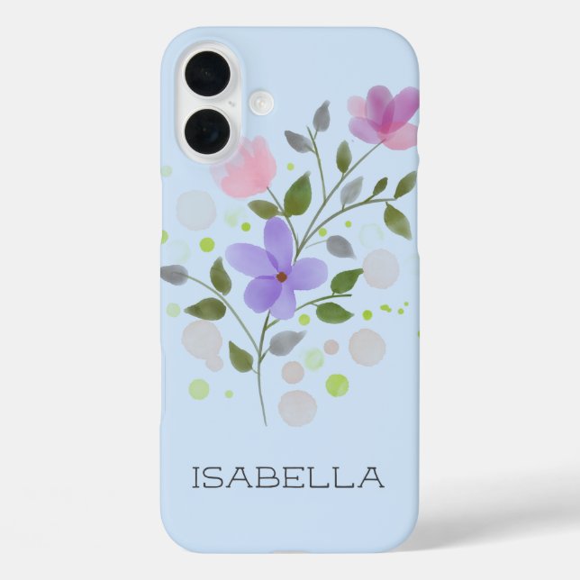 Coques Case-Mate iPhone Premier nom initial plus Isabella avec fleurs (Verso)
