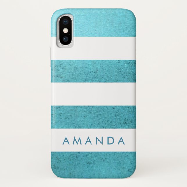 Coques Case-Mate iPhone Preppy chic BLUE PARTIES SCINTILLANT rayée personn (Dos)