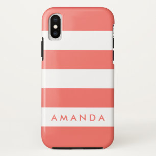 Case-Mate iPhone Case Preppy chic Living coral Striped personnalisé