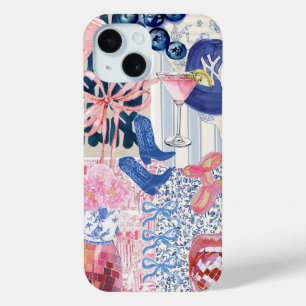 Coque Pour iPhone 15 Preppy Collage, Tendance Collage d'été Dossier tél