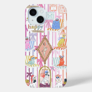 Coque Pour iPhone 15 Preppy Collage, Tendance Collage d'été Dossier tél