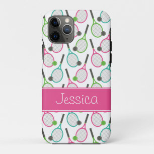 Etui iPhone Case-Mate Preppy Pink Green Turquoise Tennis Motif Personnal