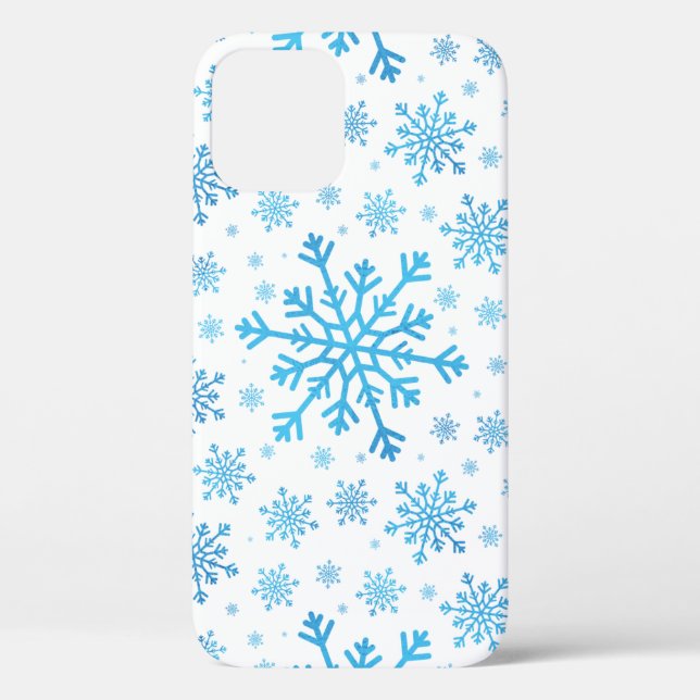 Coques Case-Mate iPhone Pretty Blue Christmas Snowflakes sur Winter White (Verso)