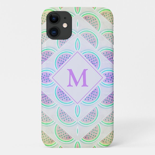 Coques Case-Mate iPhone Pretty Lilac Monnogram Watermelon (Dos)