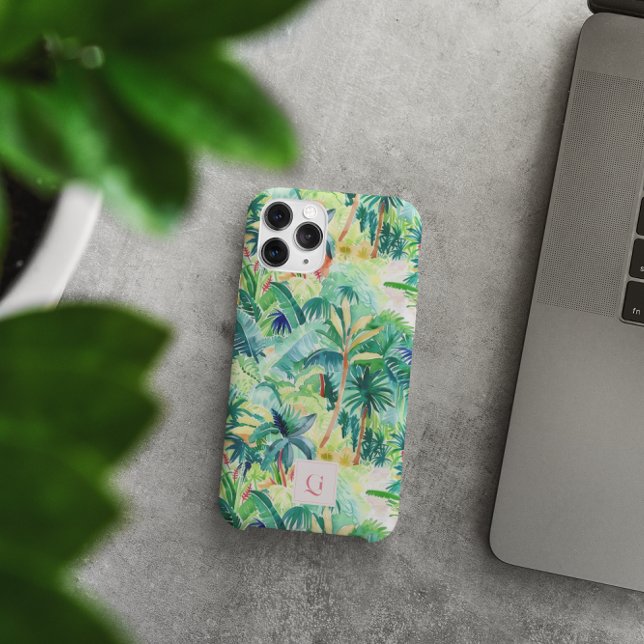 Coques Case-Mate iPhone Pretty Palms Greenery | Monogramme Initiale  (Créateur téléchargé)