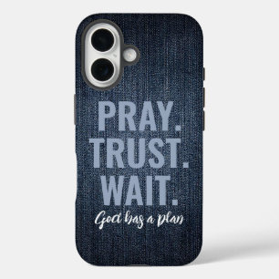 Coque Pour iPhone 16 Prière Confiance Attendre Denim