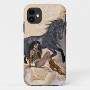 Etui iPhone Case-Mate princesse indienne américaine et cheval noir