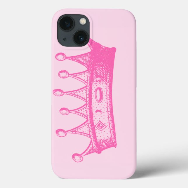 Coques Case-Mate iPhone Princesse magenta Crown sur l'arrière - plan rose (Verso)