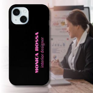 Coque Pour iPhone 16 Professionnel Simple Moderne Neon Rose Noir