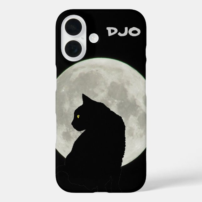 Coques Case-Mate iPhone Profil de chat noir pleine lune (Verso)