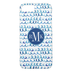 Case-Mate iPhone Case Profil onduleux d'aquarelle bleue peinte à la main