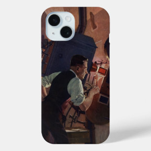 Coque Pour iPhone 15 Projectioniste de cinéma, Vintage Business