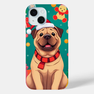 Coque Pour iPhone 15 Protection pour les fêtes de Noël pour chien pour