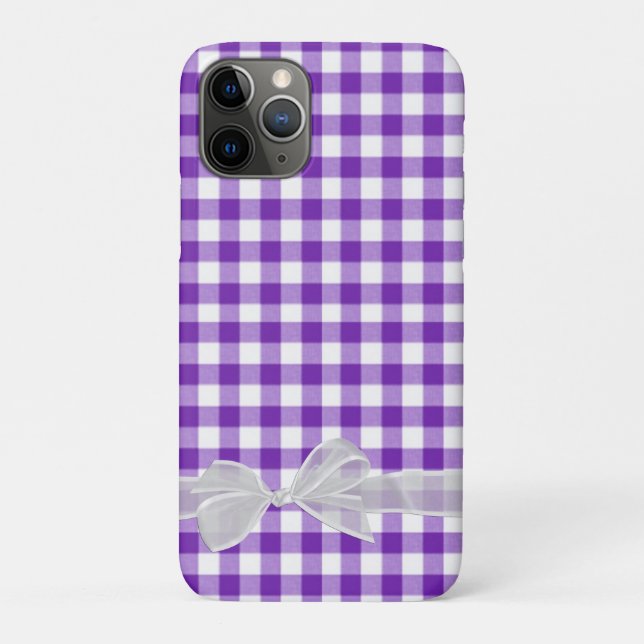 Coques Case-Mate iPhone proue sur en vichy violet et blanc (Dos)