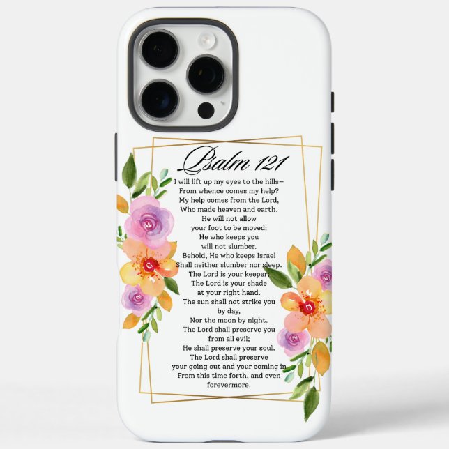 Coques Case-Mate iPhone Psaume 121 Cadre géométrique floral (Verso)