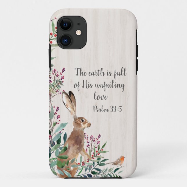 Coques Case-Mate iPhone Psaume 33:5 Lapin, Foliage Christian Religious (Dos)