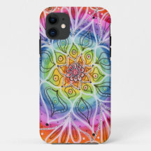 Psychédélique, Hippie, Fleur Mandala iPhone 11 Coq