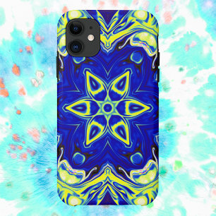 Case-Mate iPhone Case Psychédélique Mandala Flower bleu et jaune