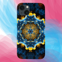 Psychédélique Mandala Flower bleu jaune et orange