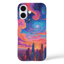 Psychédélique pastel ciel cityscape téléphone case