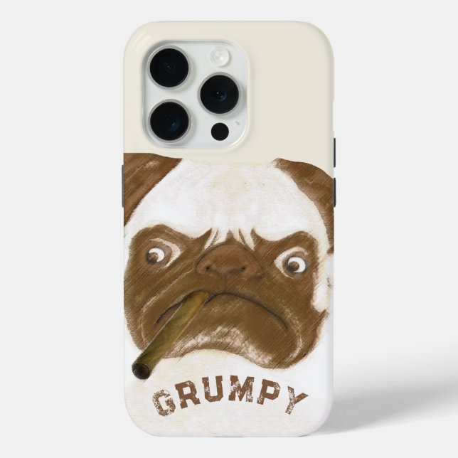 Coques Case-Mate iPhone Puggy Grumpy personnalisée avec Cigar (Verso)