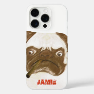 iPhone 16 Pro Case Puggy Grumpy personnalisée avec Cigar