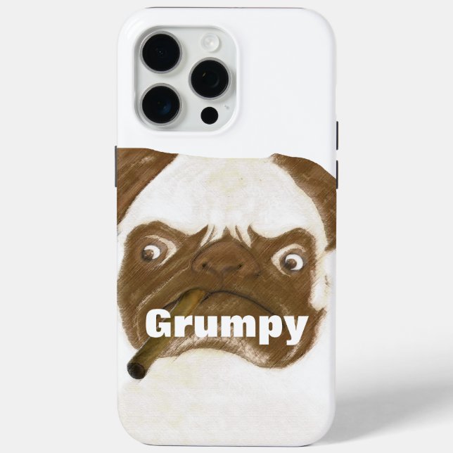 Coques Case-Mate iPhone Puggy Grumpy personnalisée avec Cigar (Verso)