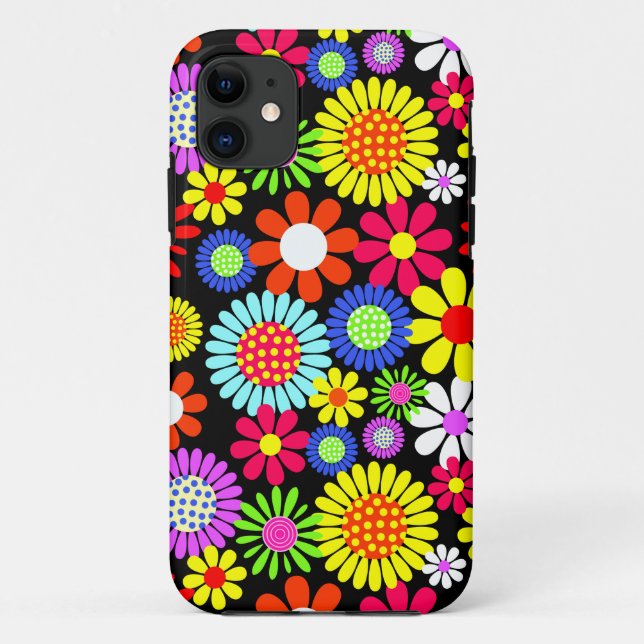 Coques Case-Mate iPhone Puissance de fleur hippie de printemps rétro (Dos)