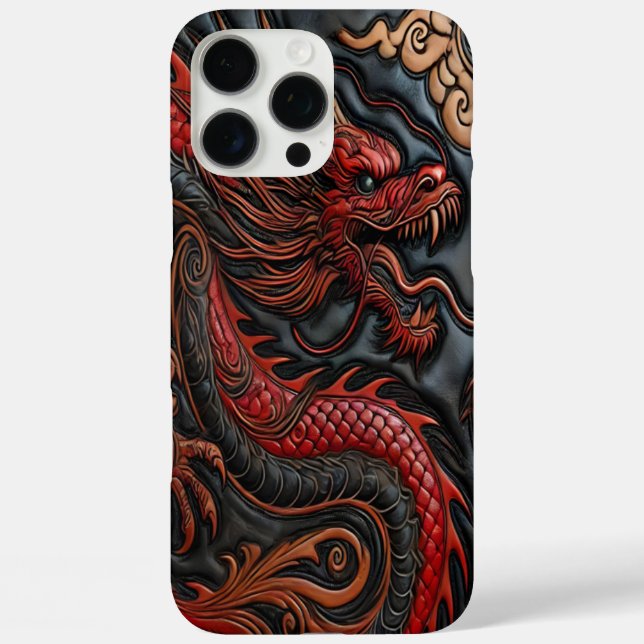 Coques Case-Mate iPhone Puissant dessin de dragon rouge (Verso)